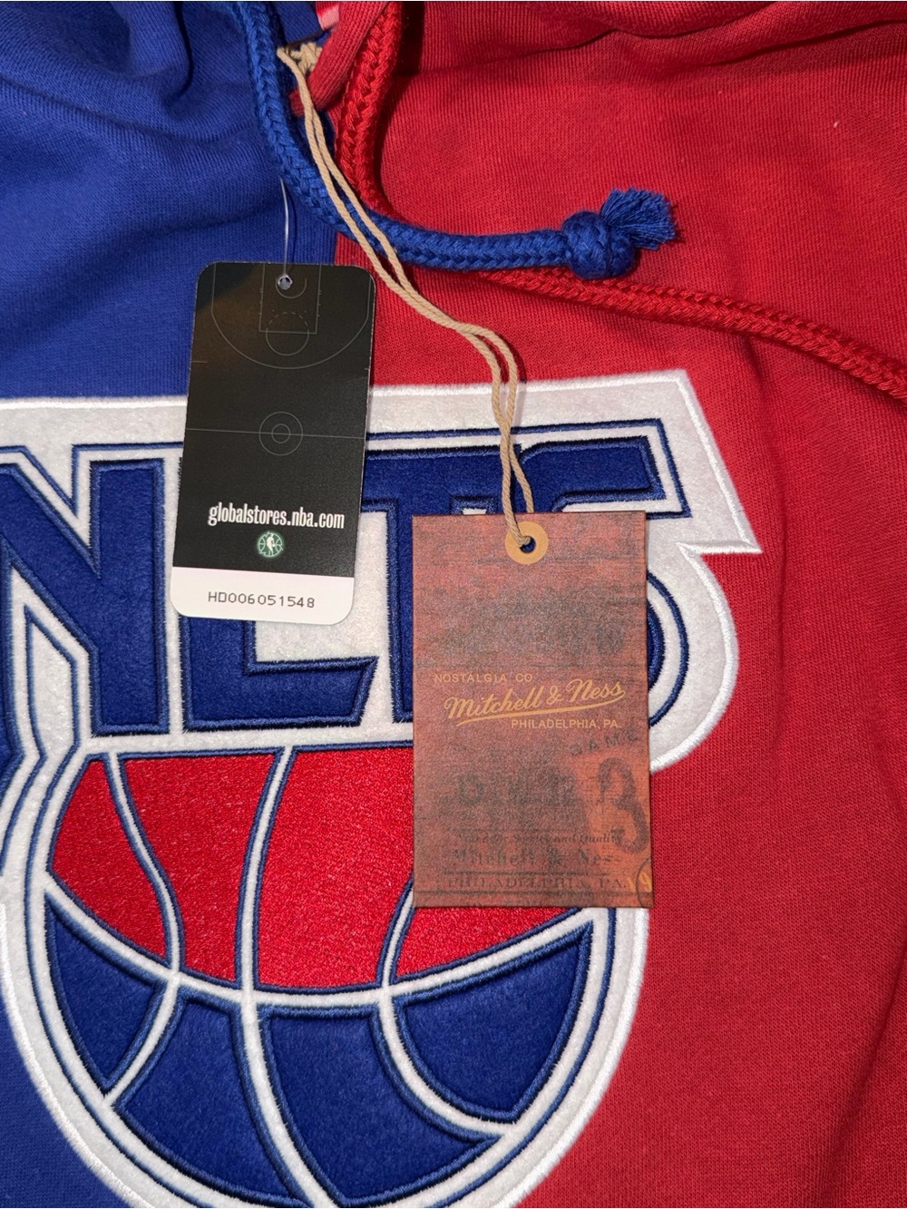 New Jersey Nets Mitchell & Ness NBA Two tone hoodie NWT - Picture 5 of 8